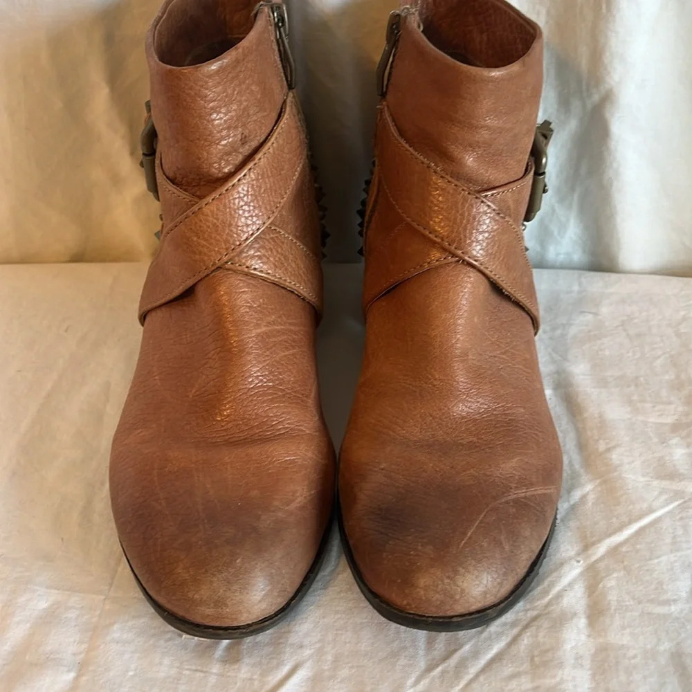 Vince Camuto Marcin Leather Harness Buckles Studded Ankle Boot - Picture 4 of 10